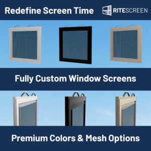 Custom screens are available in 5 colors with custom dimensions down to the 1/16"!