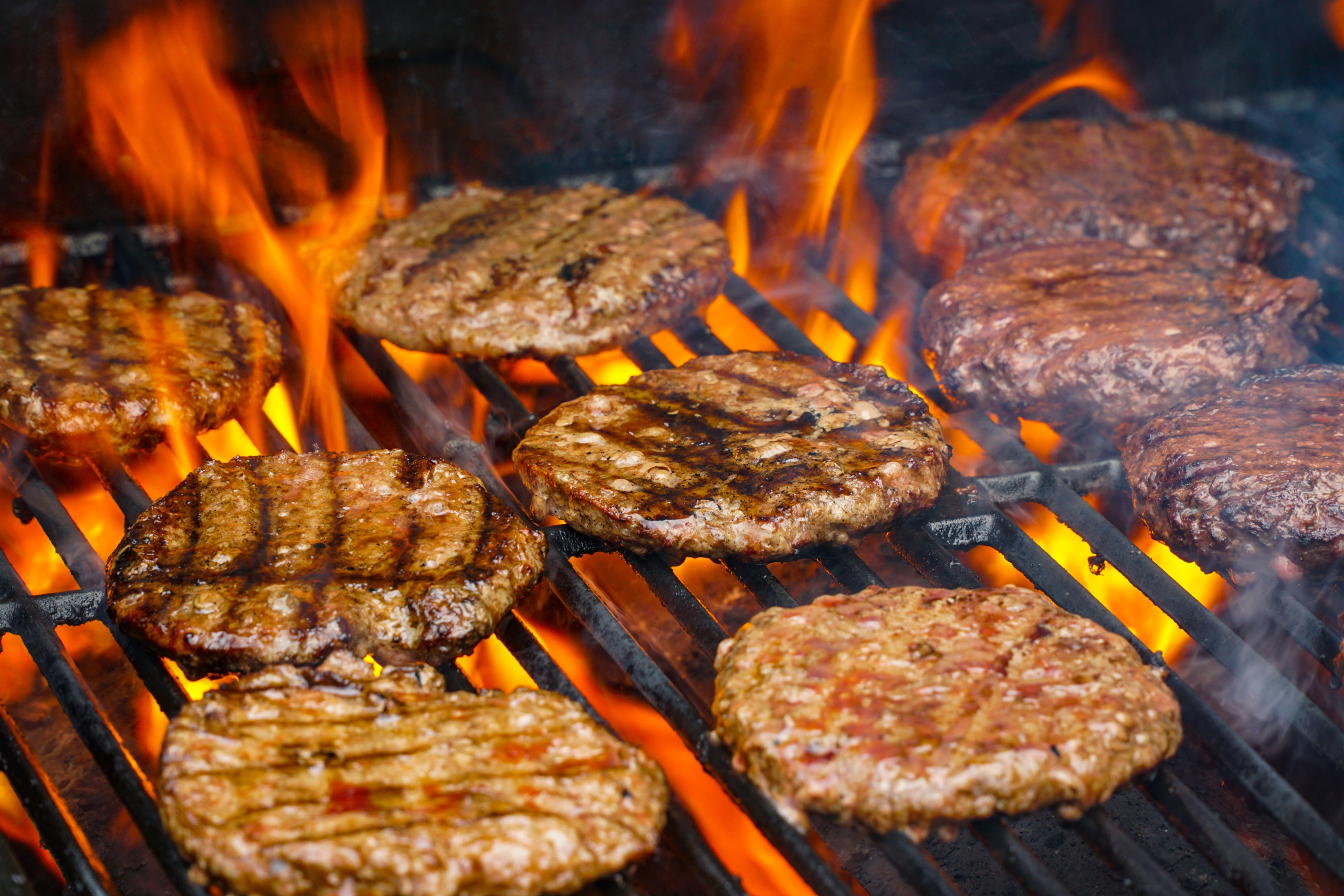 Burgers cooking on the grill