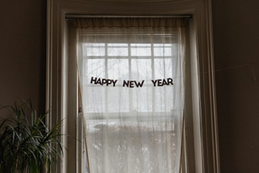 Happy New Year Sign in the Window